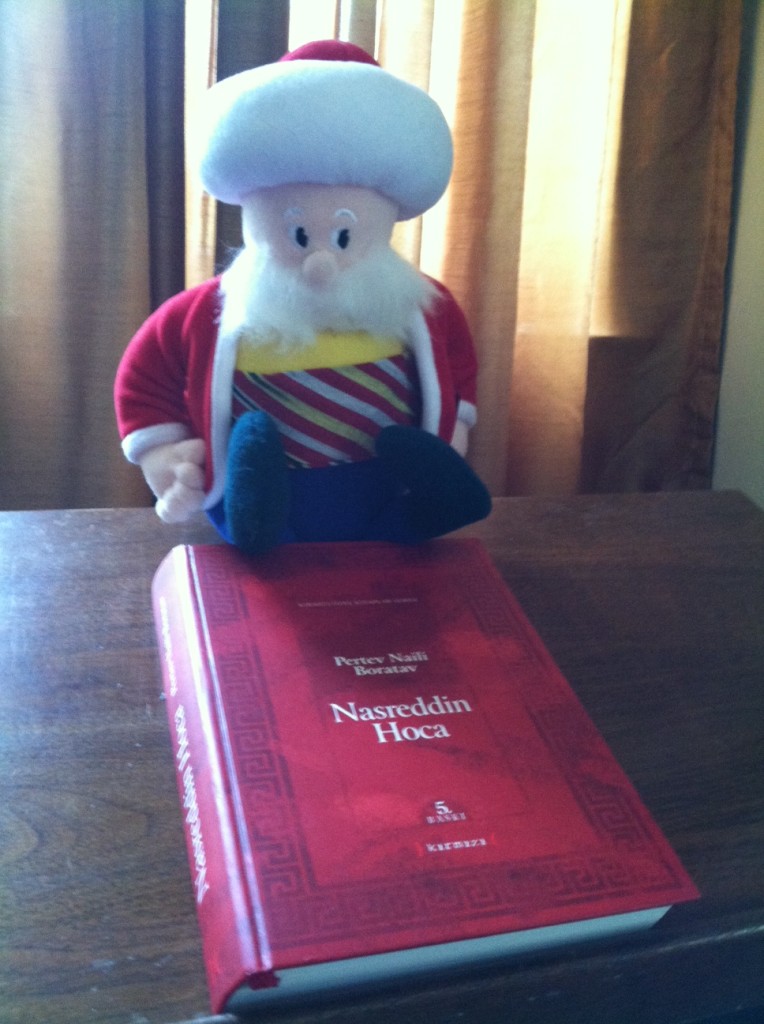 Nasruddin doll from the Tokcapi Palace Museum inspects P.N. Boratov's collection of his stories.